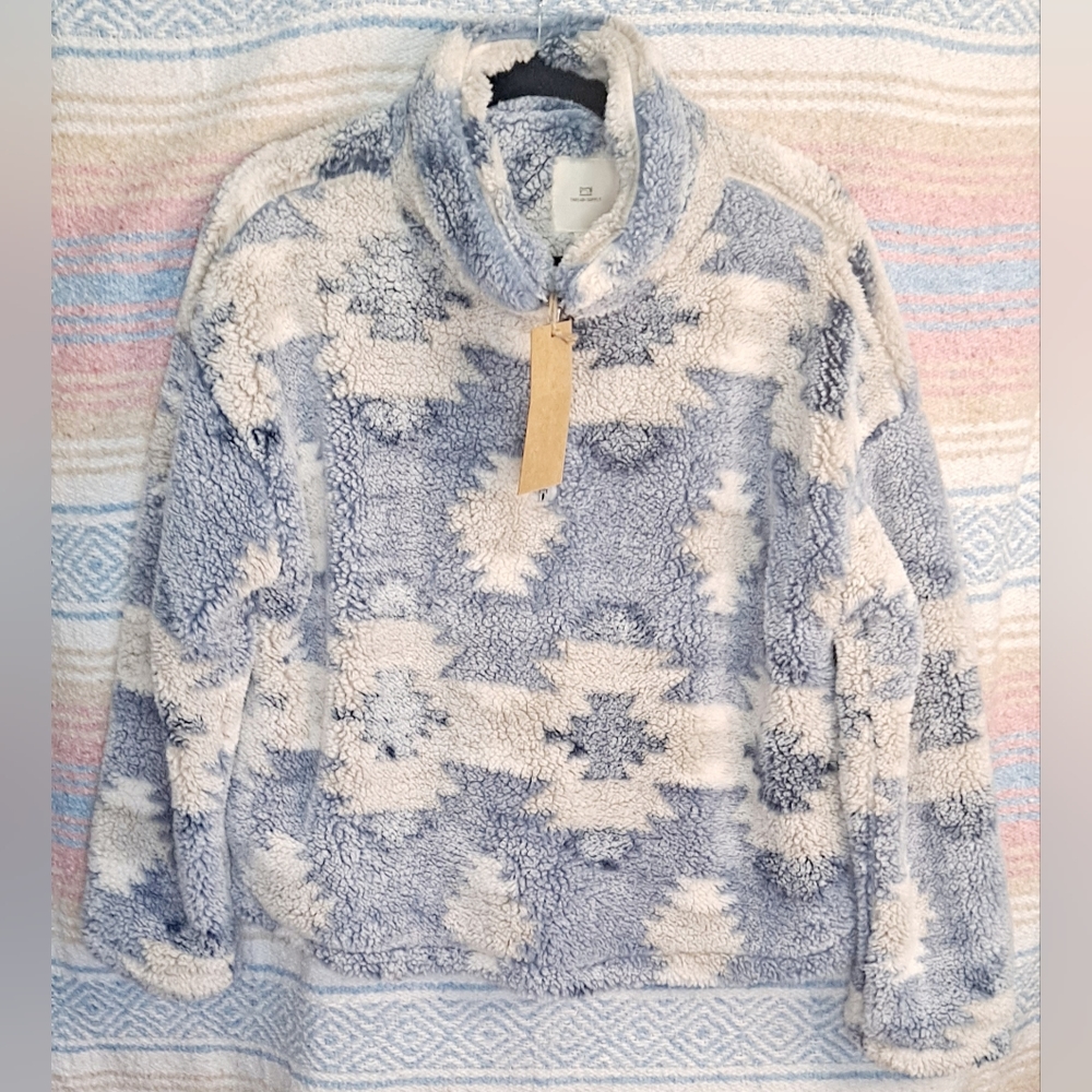 Thread & Supply Blue Aztec Half Zip